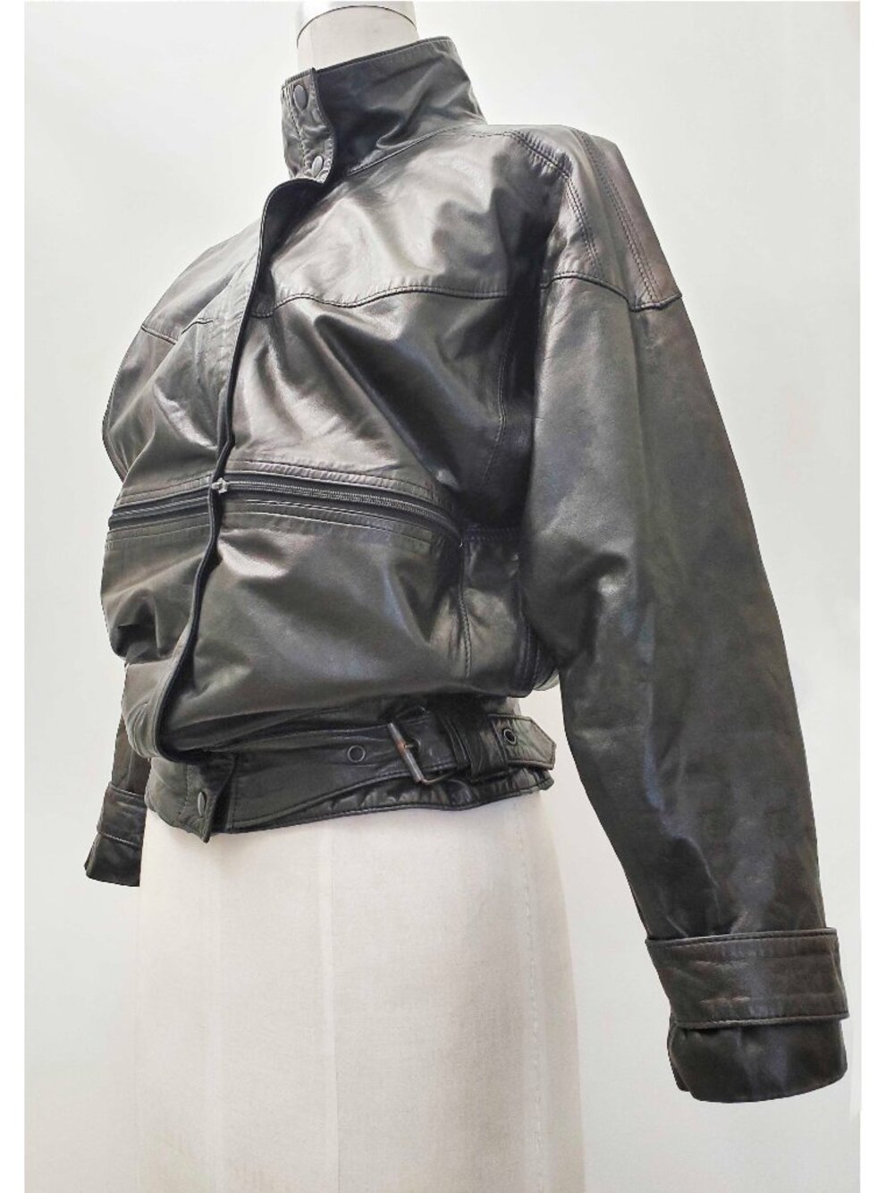 VTG 80s Michael Hoban North Beach Women's Black Leather Bomber Jacket  S / M